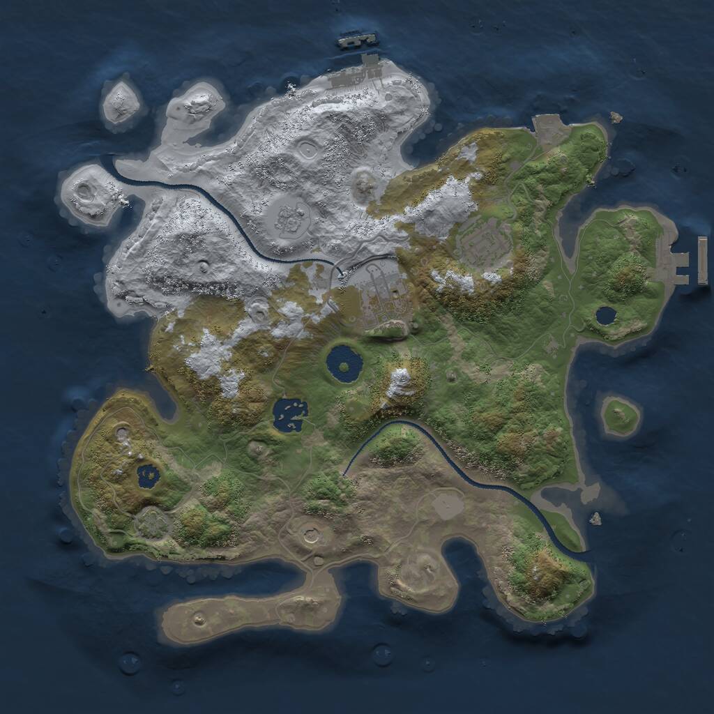 Rust Map: Procedural Map, Size: 3000, Seed: 924374874, 9 Monuments