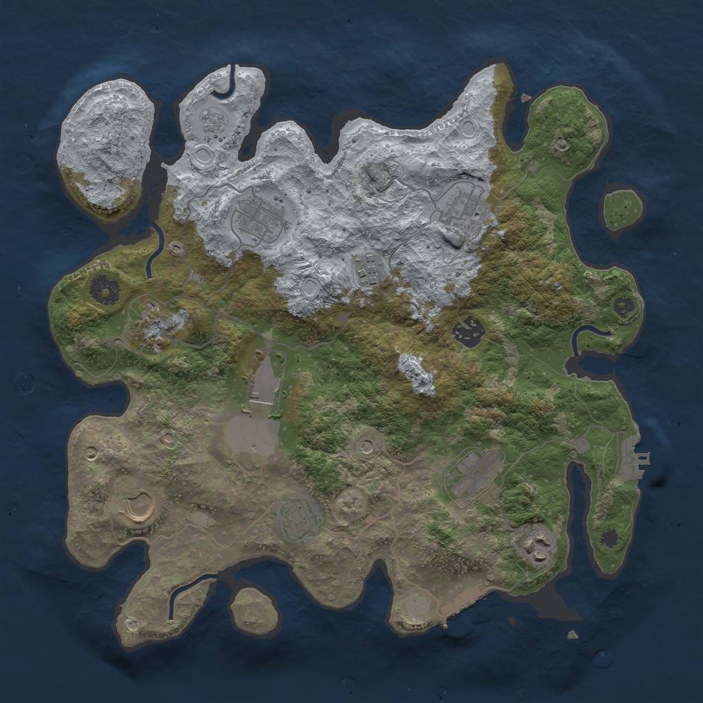 Rust Map: Procedural Map, Size: 3500, Seed: 1366656517, 19 Monuments