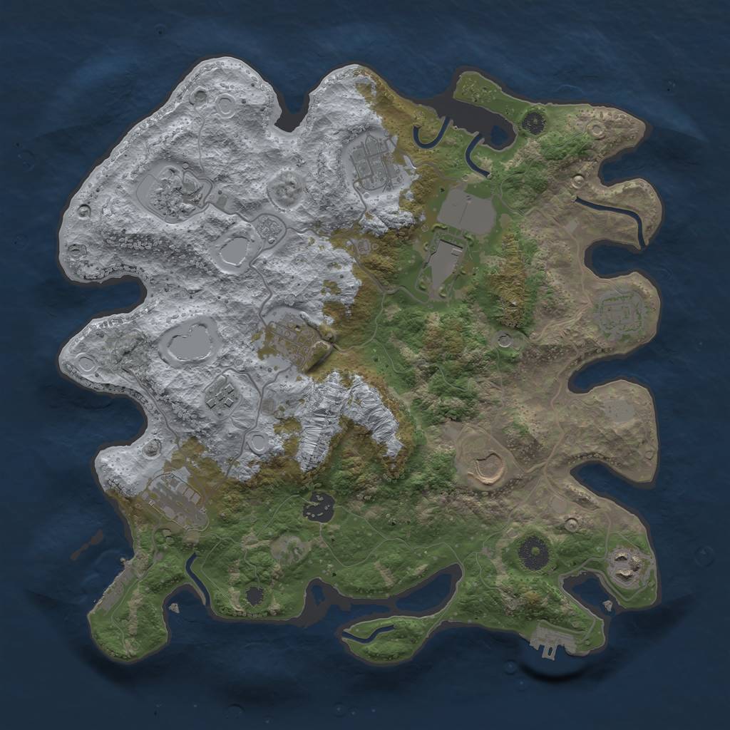 Rust Map: Procedural Map, Size: 3500, Seed: 1760844644, 19 Monuments