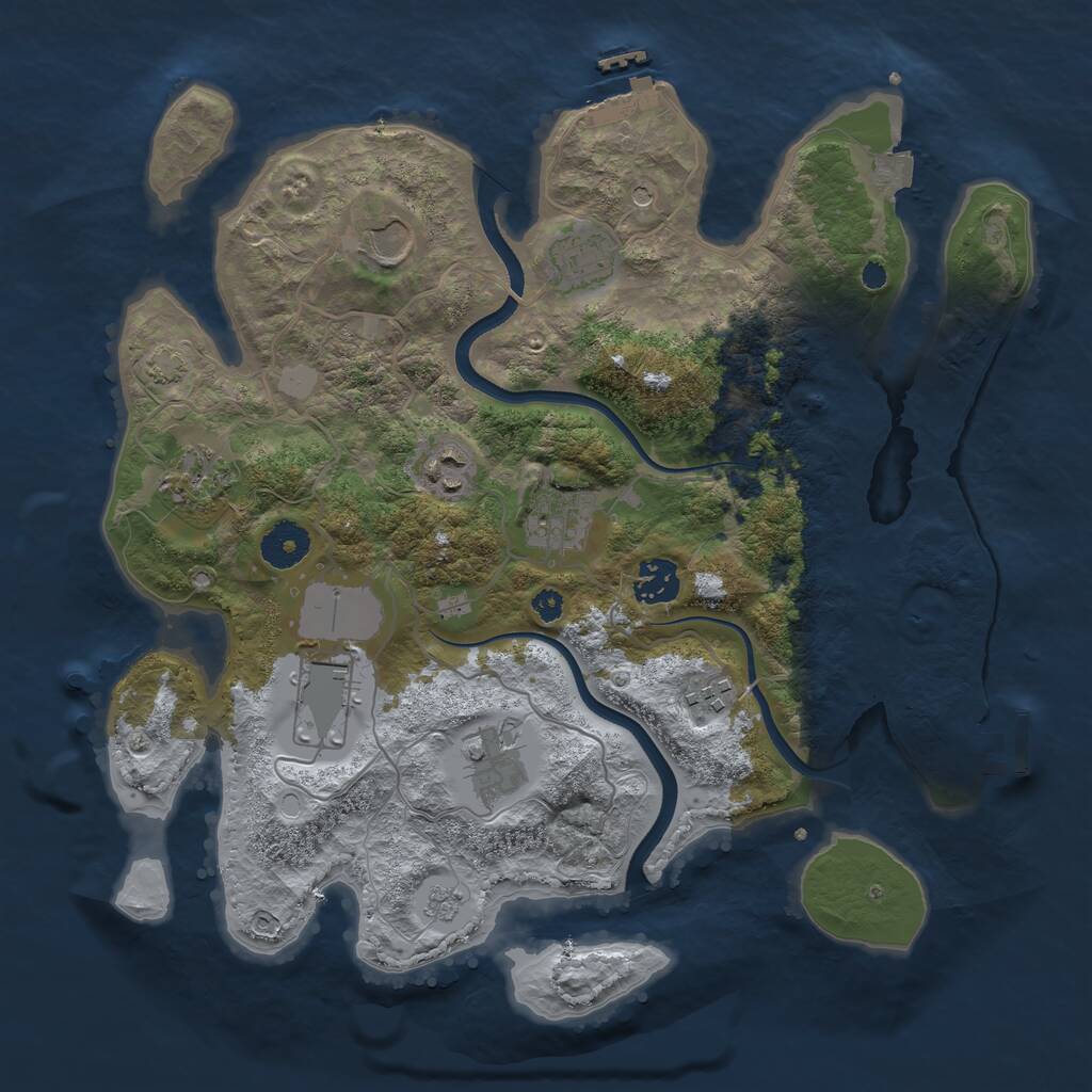 Rust Map: Procedural Map, Size: 3500, Seed: 1691244526, 15 Monuments