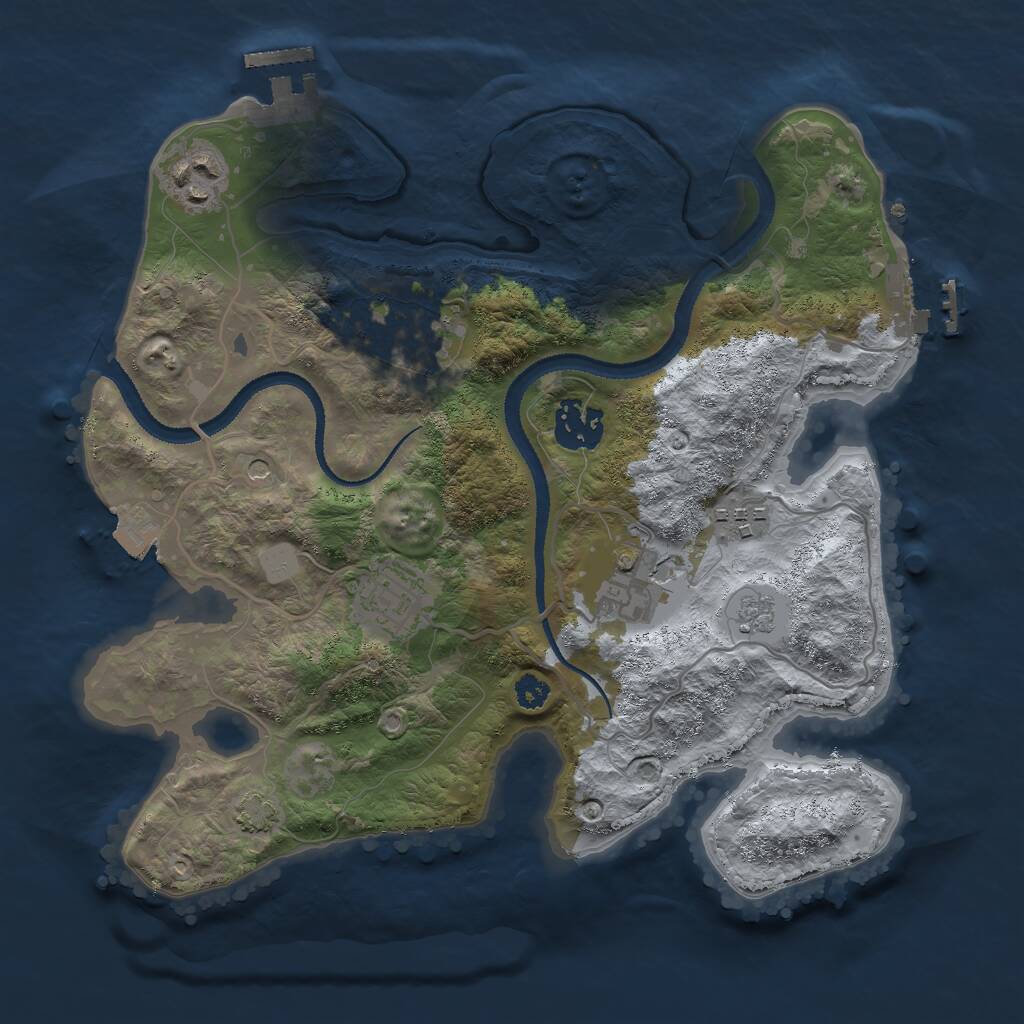 Rust Map: Procedural Map, Size: 3000, Seed: 395631, 12 Monuments