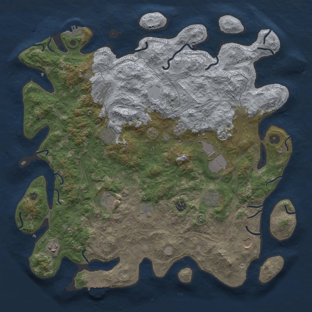 Rust Map: Procedural Map, Size: 4500, Seed: 1143539062, 19 Monuments