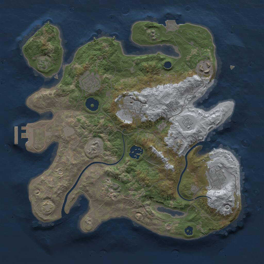 Rust Map: Procedural Map, Size: 3000, Seed: 225352427, 10 Monuments