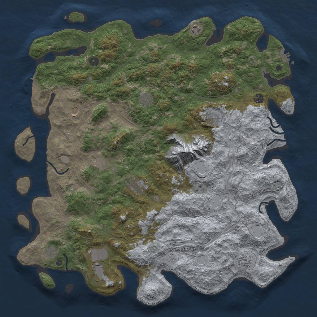 Rust Map: Procedural Map, Size: 5000, Seed: 134534545, 20 Monuments