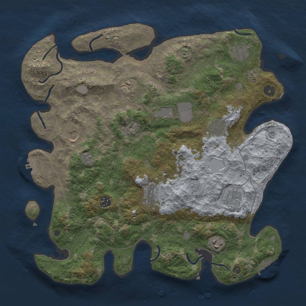 Rust Map: Procedural Map, Size: 4000, Seed: 1591608670, 19 Monuments