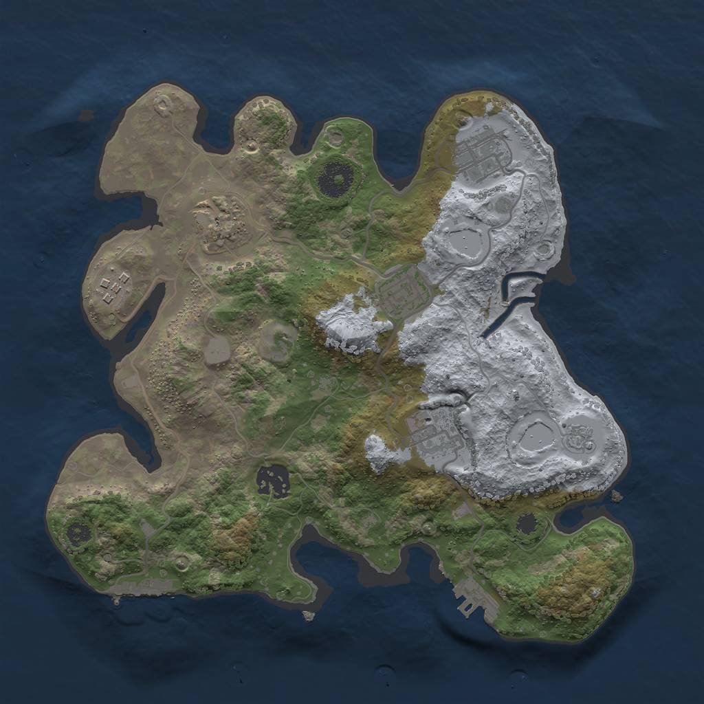 Rust Map: Procedural Map, Size: 3000, Seed: 543014, 14 Monuments
