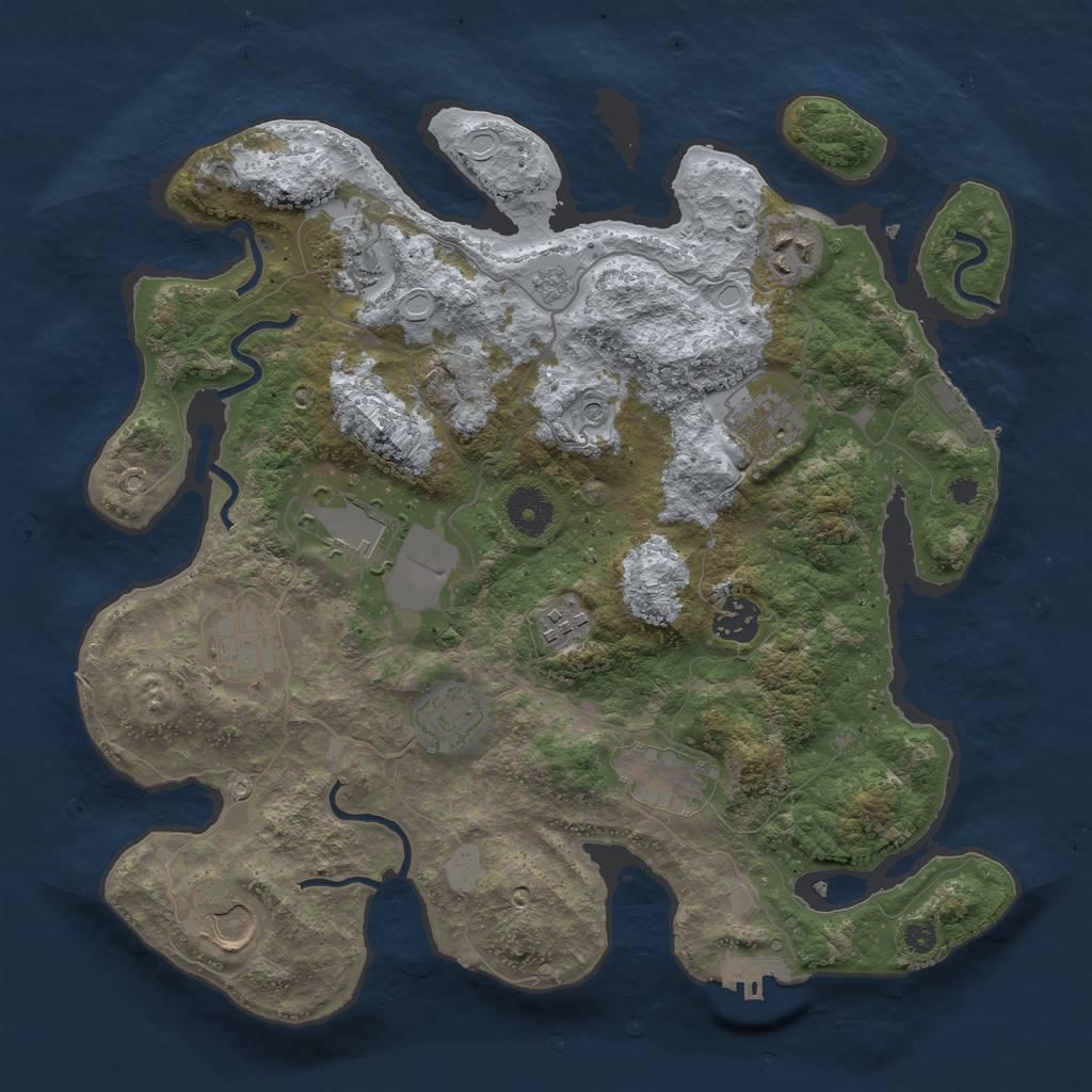 Rust Map: Procedural Map, Size: 3500, Seed: 364661524, 19 Monuments