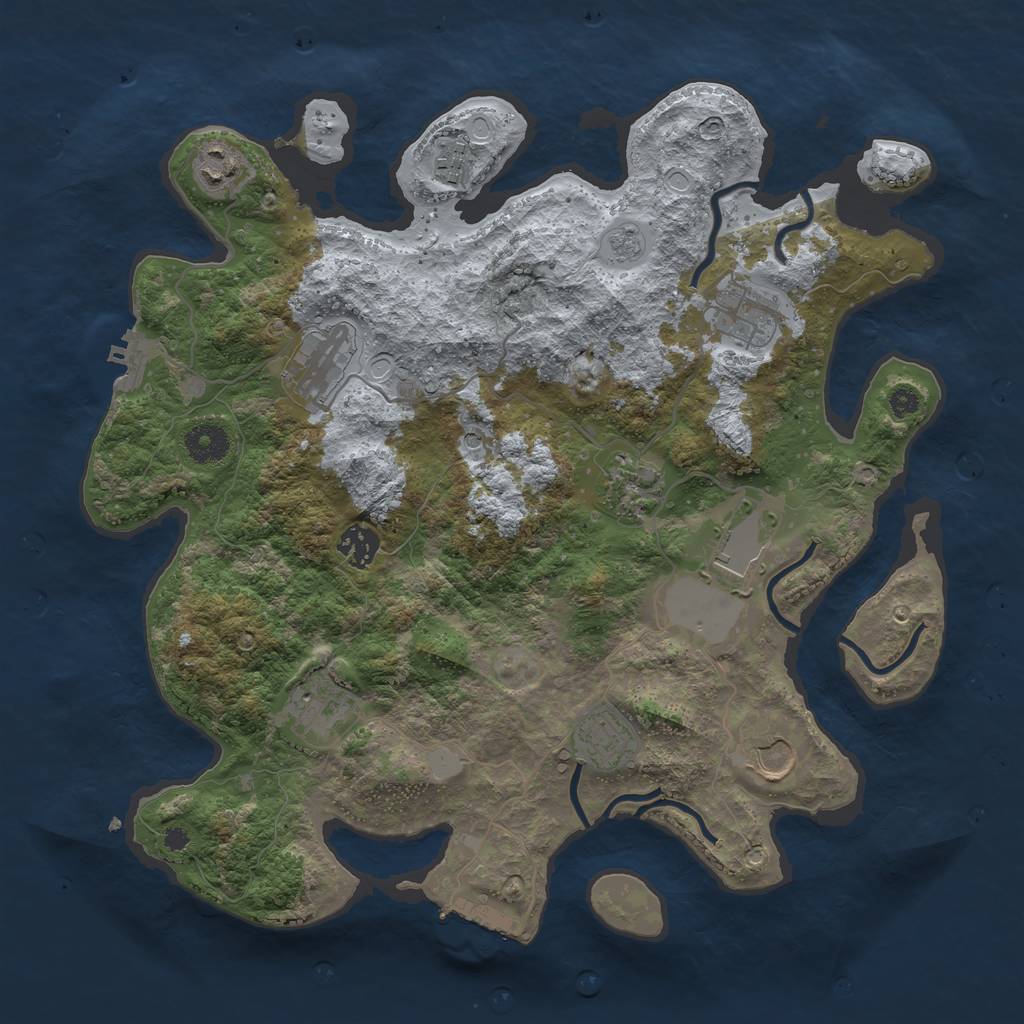 Rust Map: Procedural Map, Size: 3700, Seed: 10972516, 19 Monuments