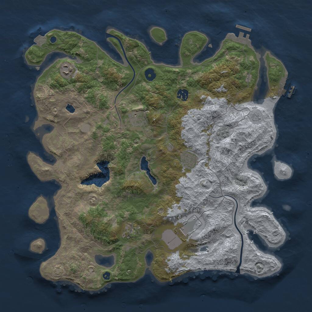 Rust Map: Procedural Map, Size: 4000, Seed: 598920854, 12 Monuments