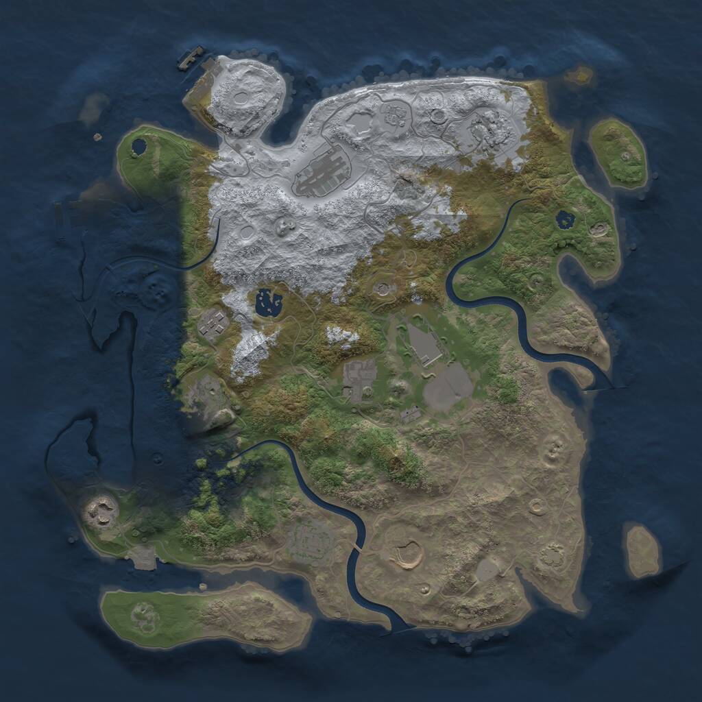 Rust Map: Procedural Map, Size: 3720, Seed: 738363, 16 Monuments