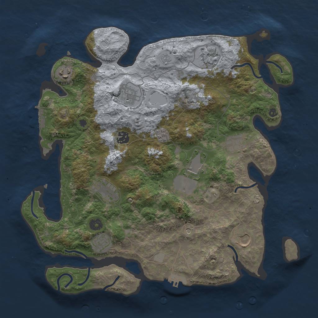 Rust Map: Procedural Map, Size: 3720, Seed: 738363, 19 Monuments