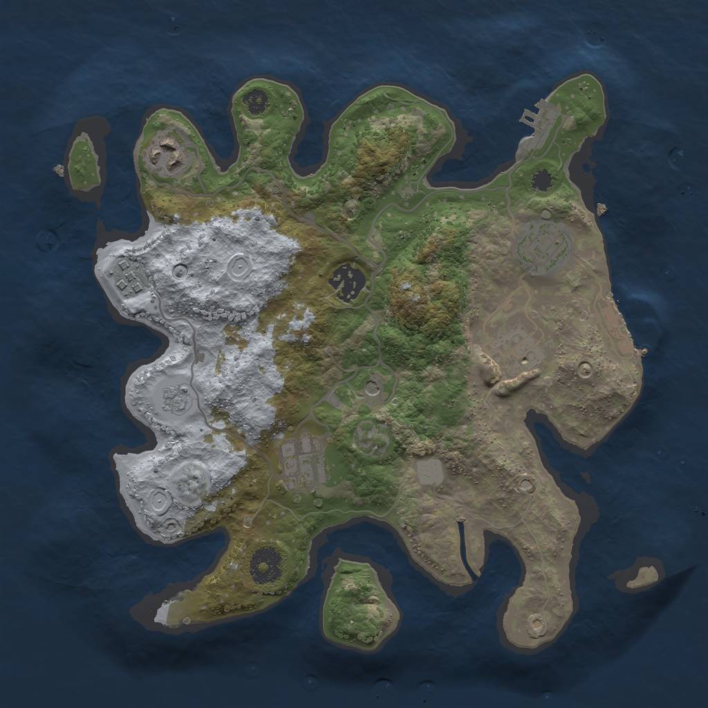 Rust Map: Procedural Map, Size: 3000, Seed: 900949, 15 Monuments