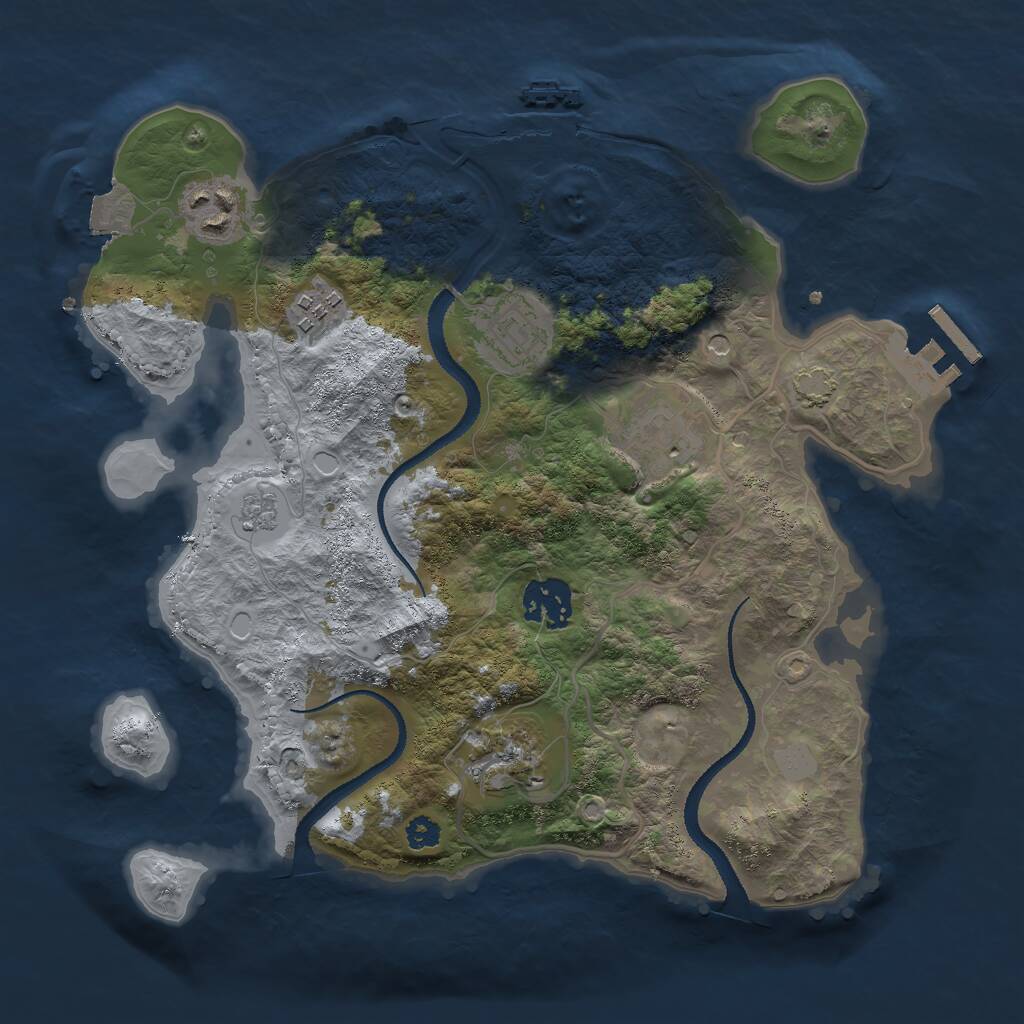 Rust Map: Procedural Map, Size: 3000, Seed: 71537, 12 Monuments