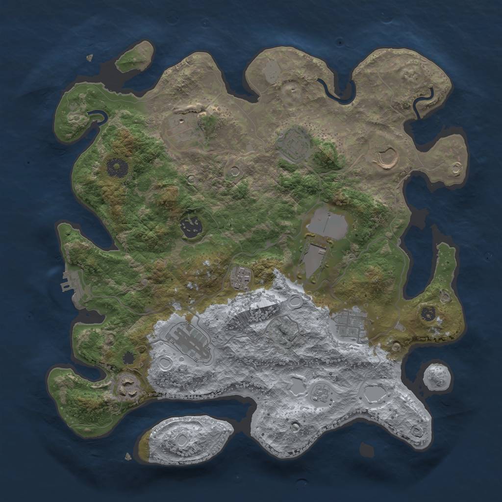 Rust Map: Procedural Map, Size: 3500, Seed: 76747733, 17 Monuments