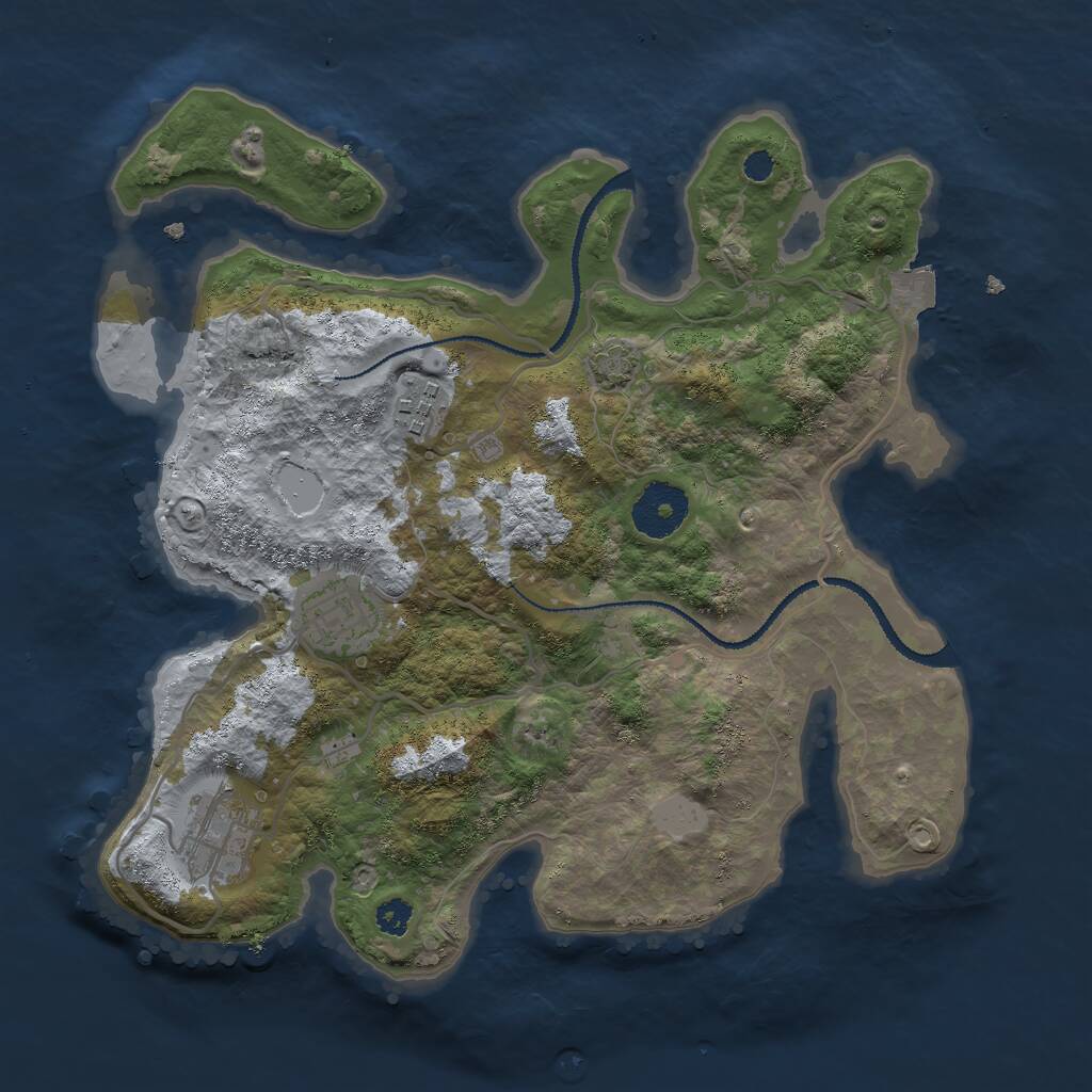 Rust Map: Procedural Map, Size: 3000, Seed: 31067, 5 Monuments