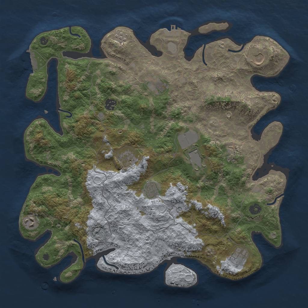Rust Map: Procedural Map, Size: 4000, Seed: 684932, 19 Monuments