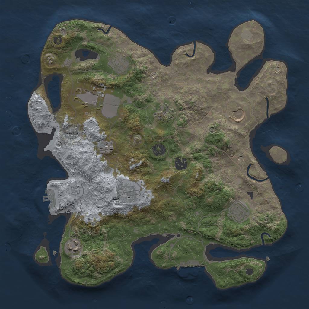 Rust Map: Procedural Map, Size: 3500, Seed: 683643606, 18 Monuments