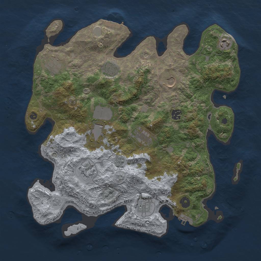 Rust Map: Procedural Map, Size: 3700, Seed: 654873219, 19 Monuments