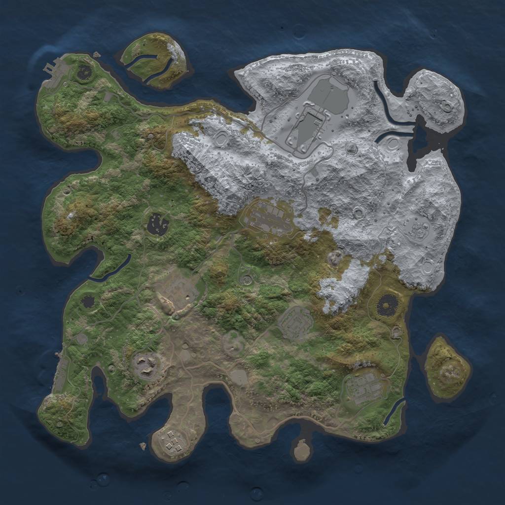Rust Map: Procedural Map, Size: 3500, Seed: 1201114690, 17 Monuments