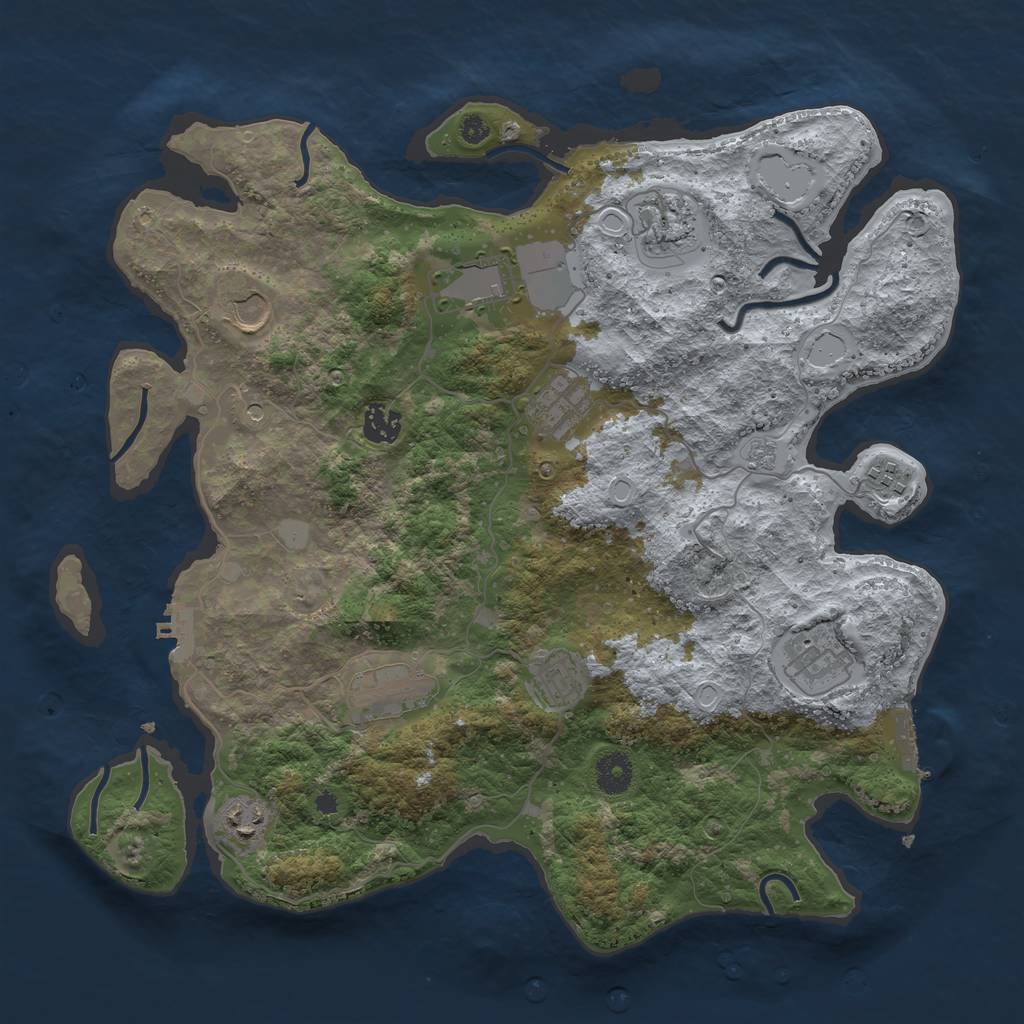 Rust Map: Procedural Map, Size: 3850, Seed: 11618, 19 Monuments