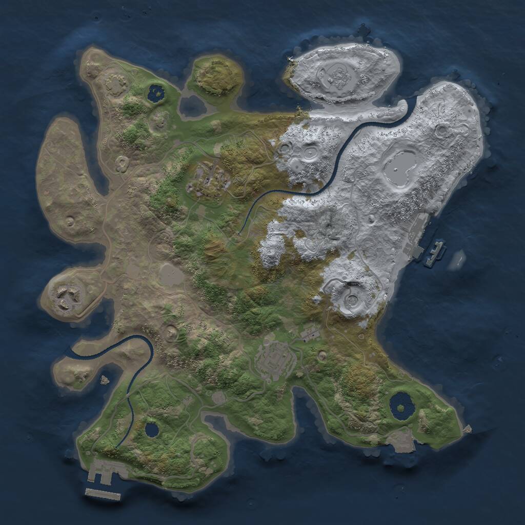 Rust Map: Procedural Map, Size: 3000, Seed: 2024136407, 9 Monuments