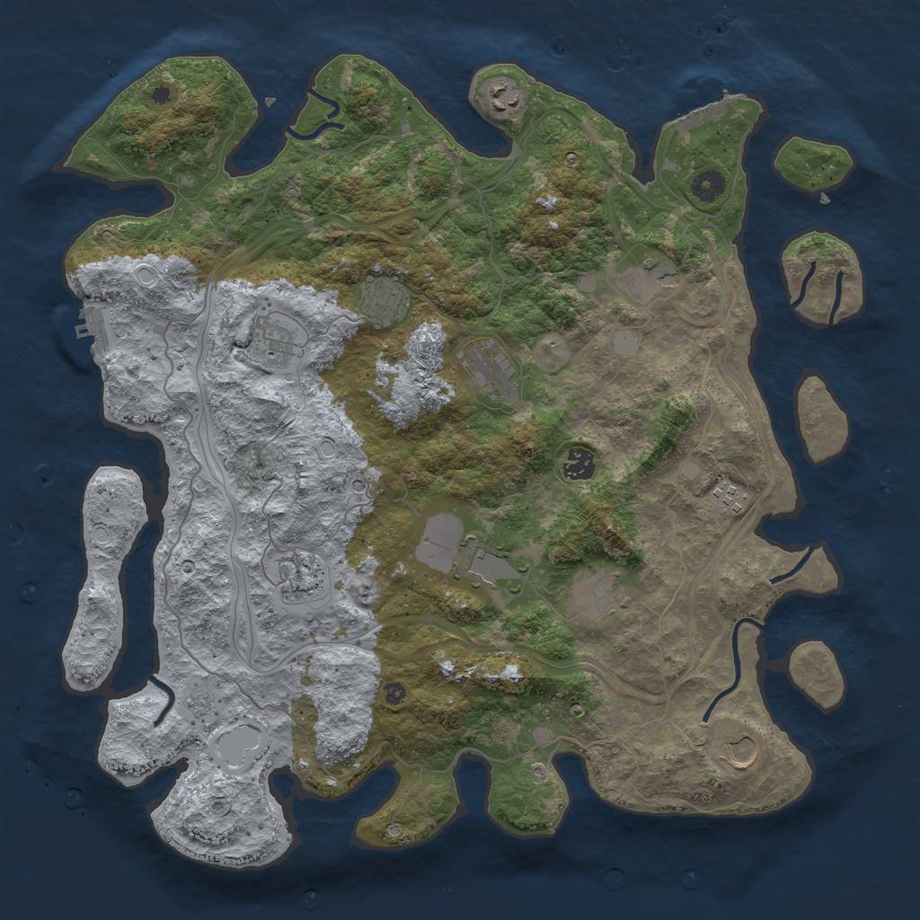 Rust Map: Procedural Map, Size: 4250, Seed: 1739359082, 20 Monuments