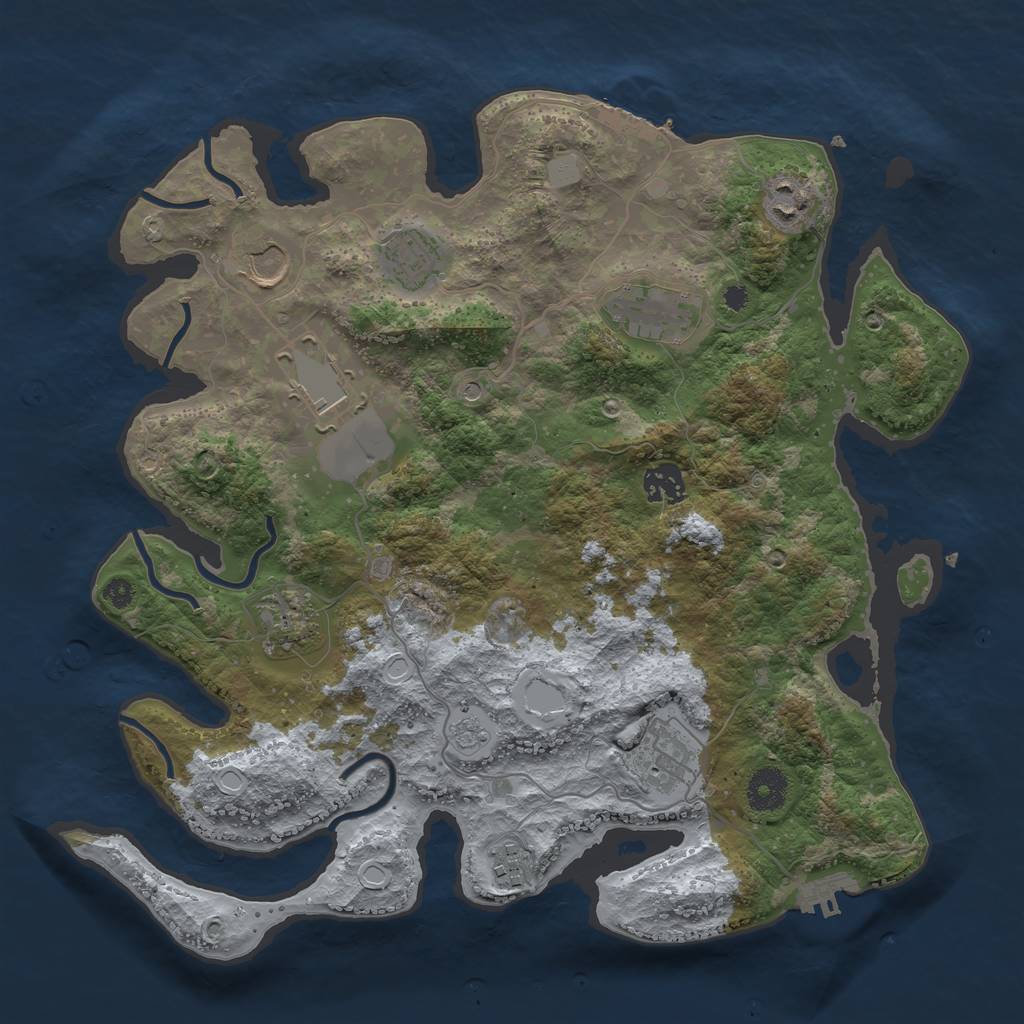 Rust Map: Procedural Map, Size: 3606, Seed: 993459, 18 Monuments
