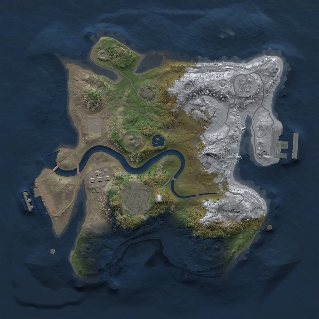 Rust Map: Procedural Map, Size: 2500, Seed: 189438940, 9 Monuments