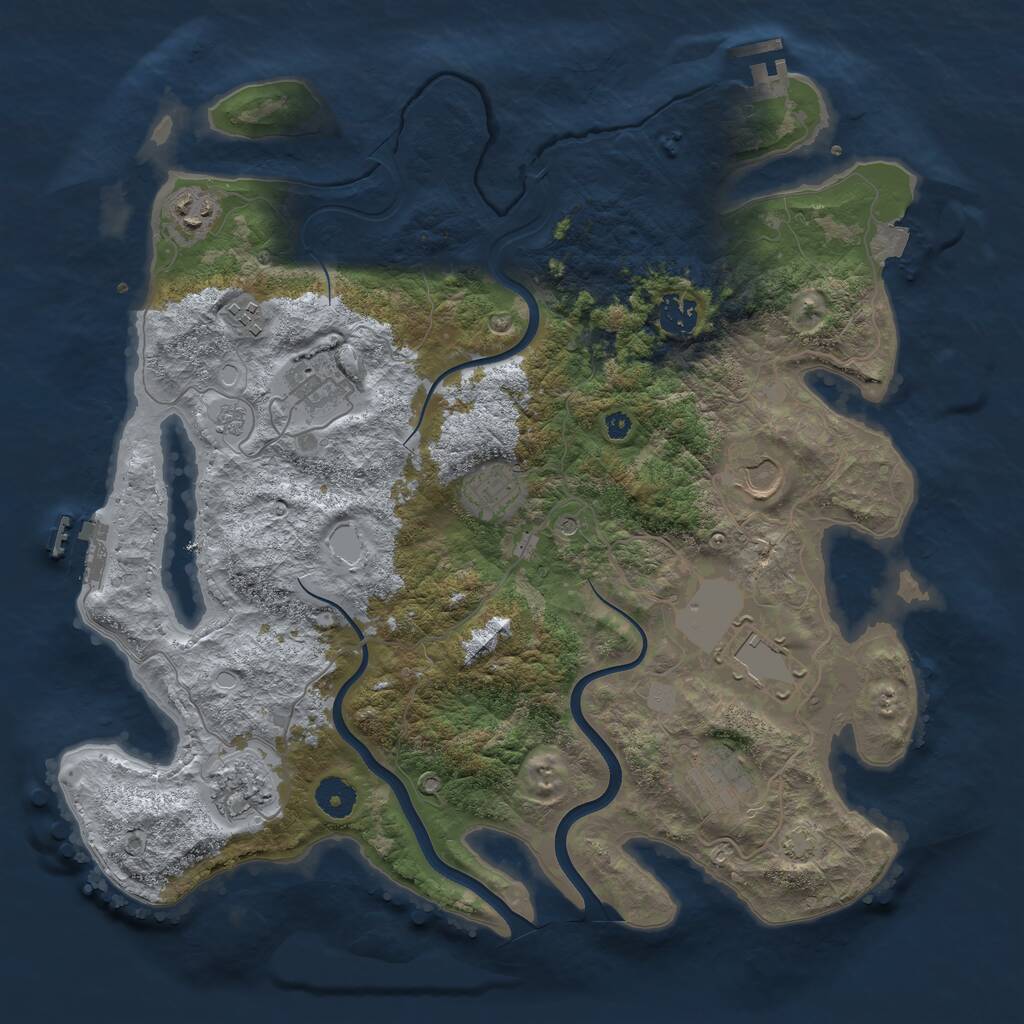 Rust Map: Procedural Map, Size: 3850, Seed: 689432528, 15 Monuments