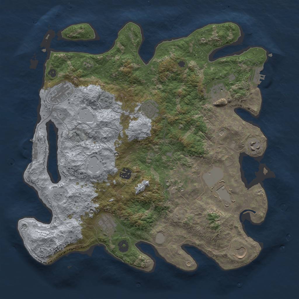 Rust Map: Procedural Map, Size: 3850, Seed: 689432528, 19 Monuments