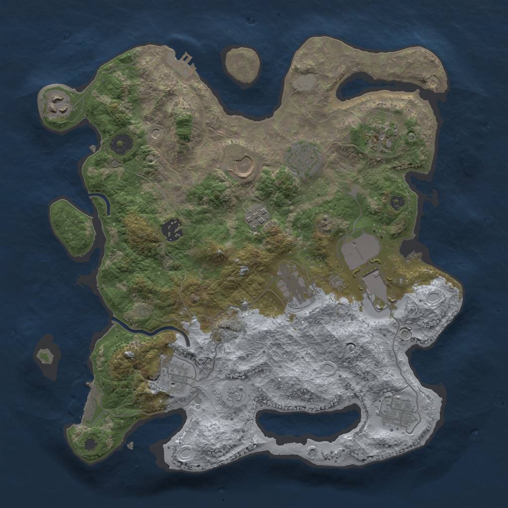 Rust Map: Procedural Map, Size: 3500, Seed: 2116487707, 19 Monuments