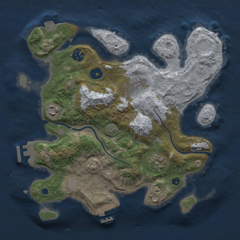 Rust Map: Procedural Map, Size: 3000, Seed: 880414, 10 Monuments