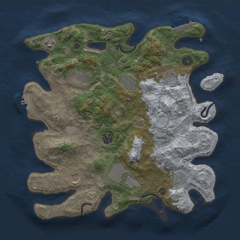 Rust Map: Procedural Map, Size: 3500, Seed: 88587198, 18 Monuments