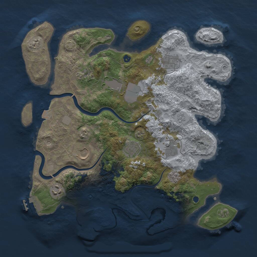 Rust Map: Procedural Map, Size: 3500, Seed: 1022399573, 14 Monuments