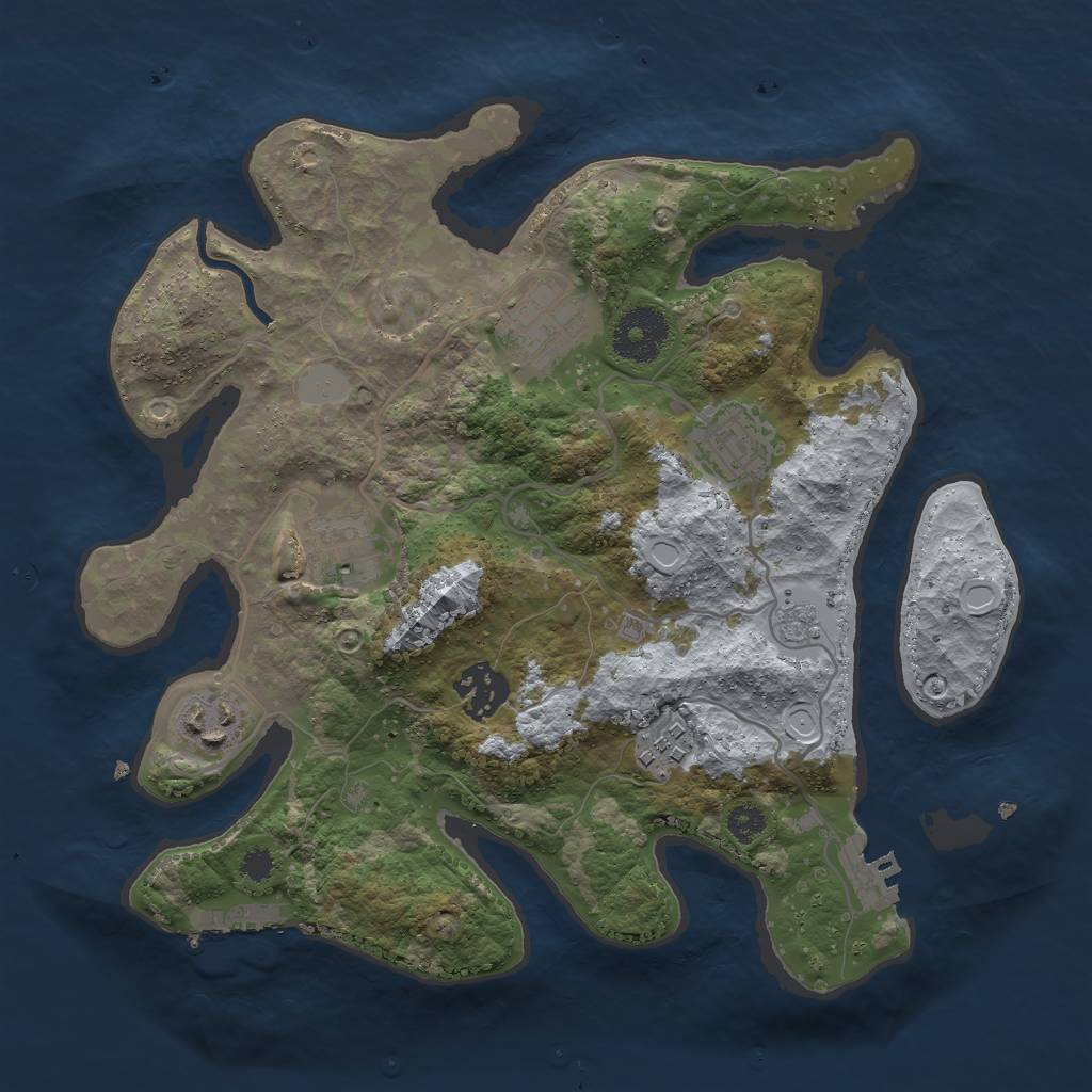 Rust Map: Procedural Map, Size: 3000, Seed: 972457, 14 Monuments