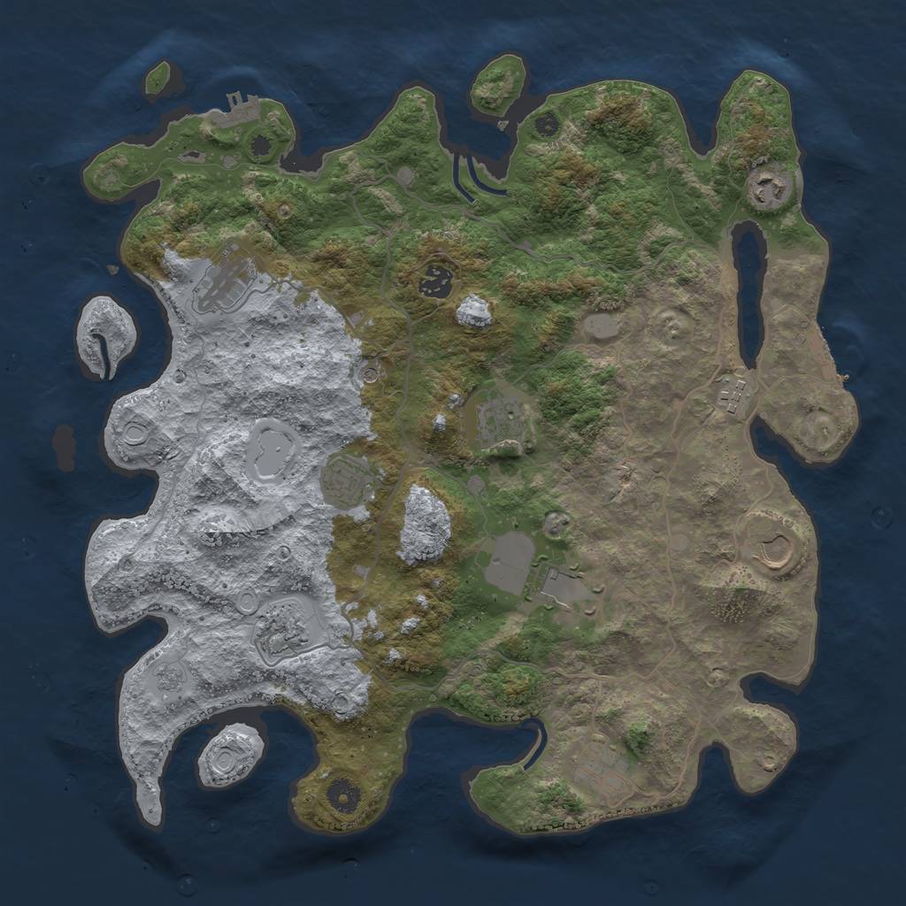 Rust Map: Procedural Map, Size: 4000, Seed: 201974752, 19 Monuments
