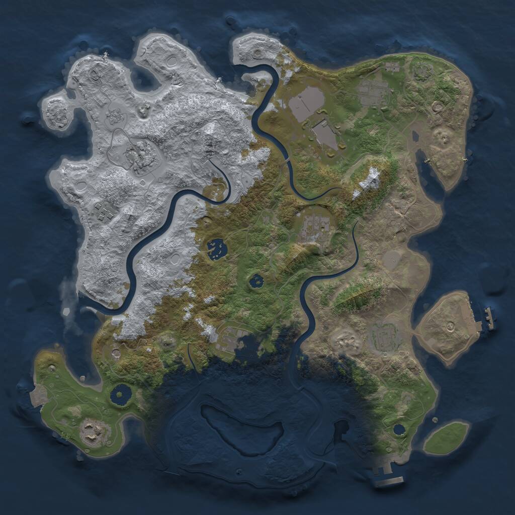 Rust Map: Procedural Map, Size: 3700, Seed: 1816479251, 15 Monuments