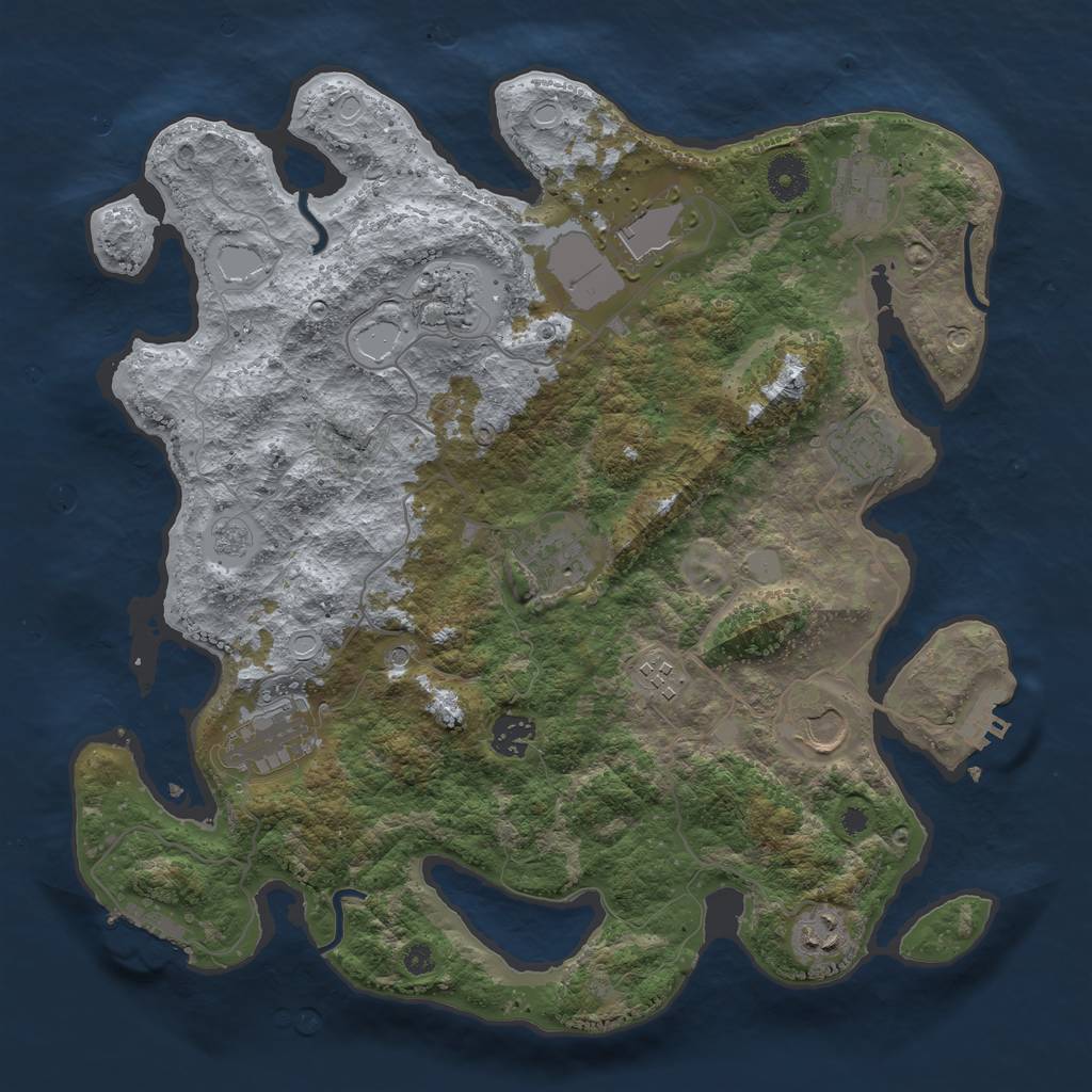 Rust Map: Procedural Map, Size: 3700, Seed: 1816479251, 19 Monuments