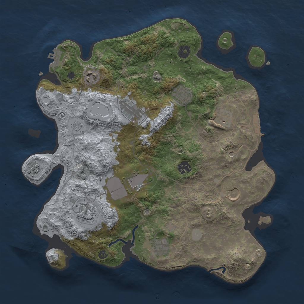 Rust Map: Procedural Map, Size: 3500, Seed: 11223344, 19 Monuments