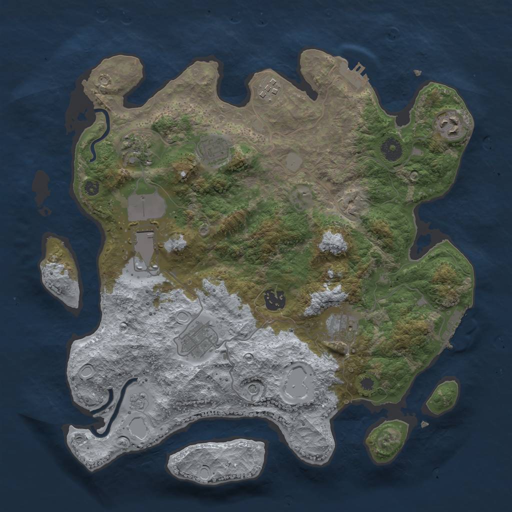 Rust Map: Procedural Map, Size: 3500, Seed: 1308329235, 17 Monuments