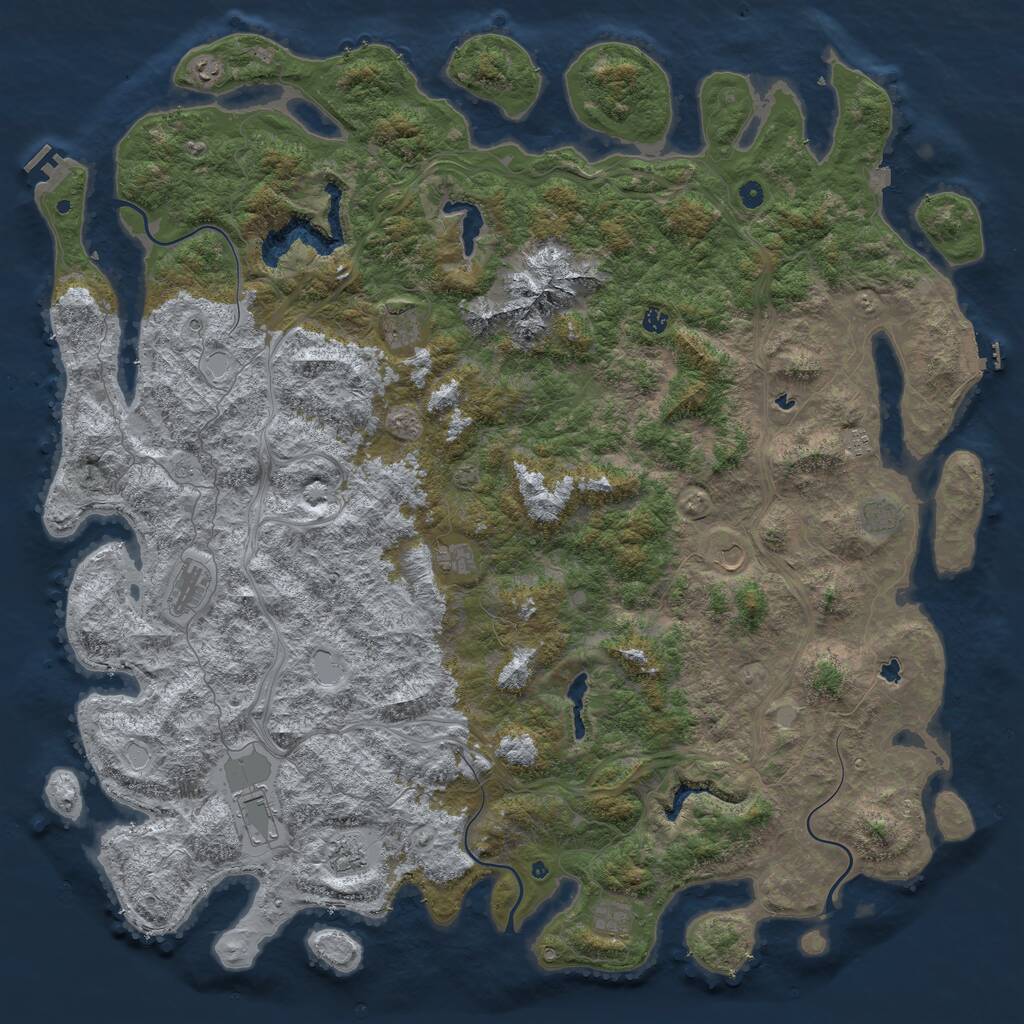 Rust Map: Procedural Map, Size: 6000, Seed: 909102, 17 Monuments