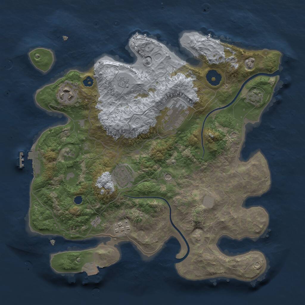 Rust Map: Procedural Map, Size: 3000, Seed: 190438, 9 Monuments