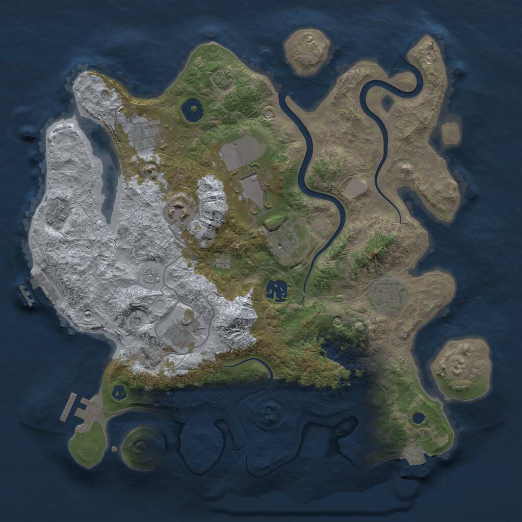 Rust Map: Procedural Map, Size: 3500, Seed: 1861197466, 14 Monuments