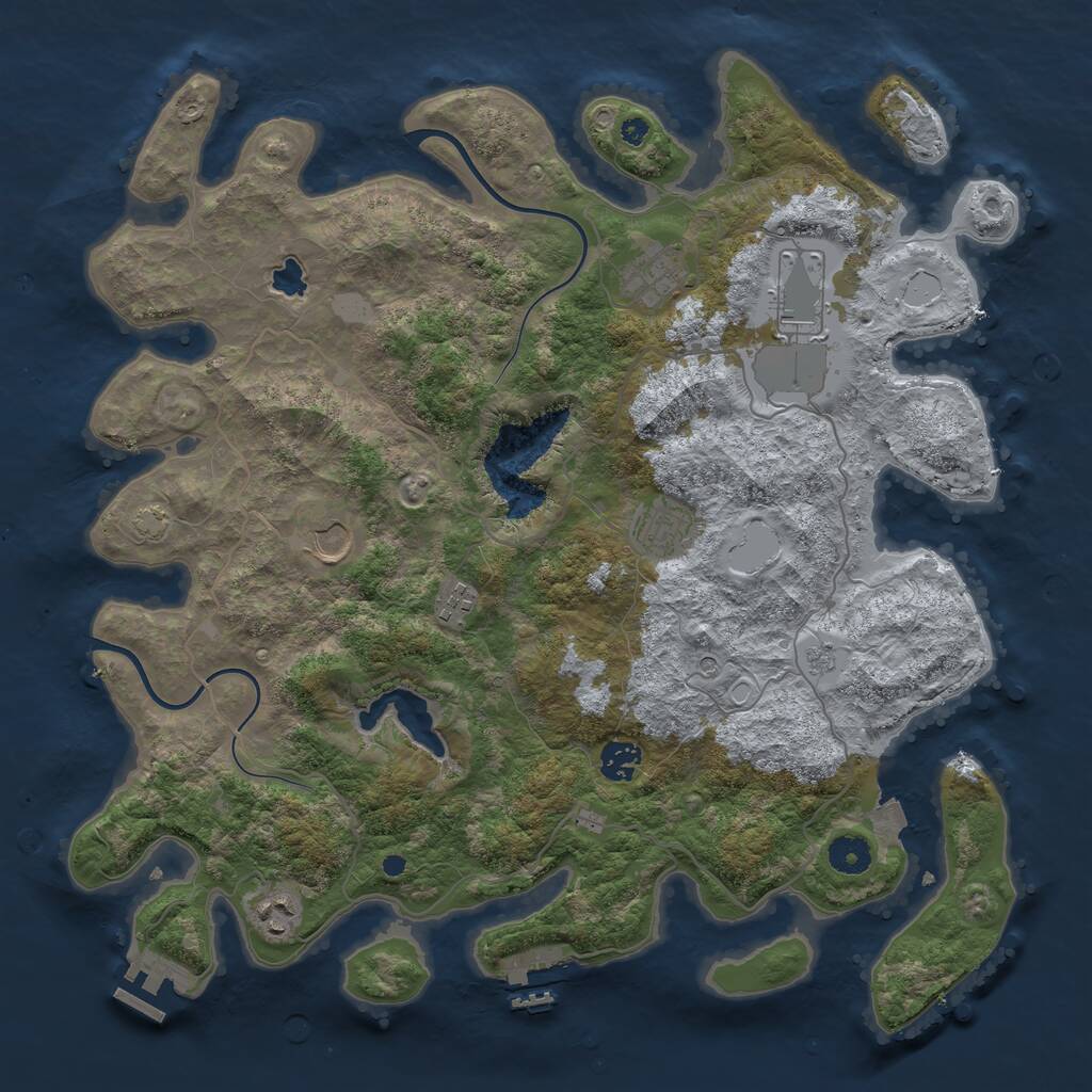 Rust Map: Procedural Map, Size: 4000, Seed: 5213, 13 Monuments