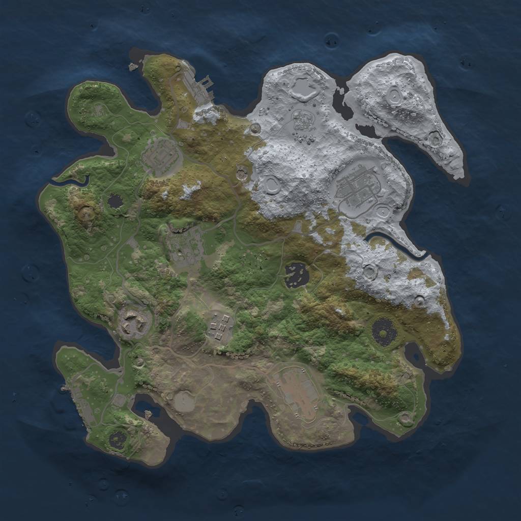 Rust Map: Procedural Map, Size: 3000, Seed: 8728, 16 Monuments