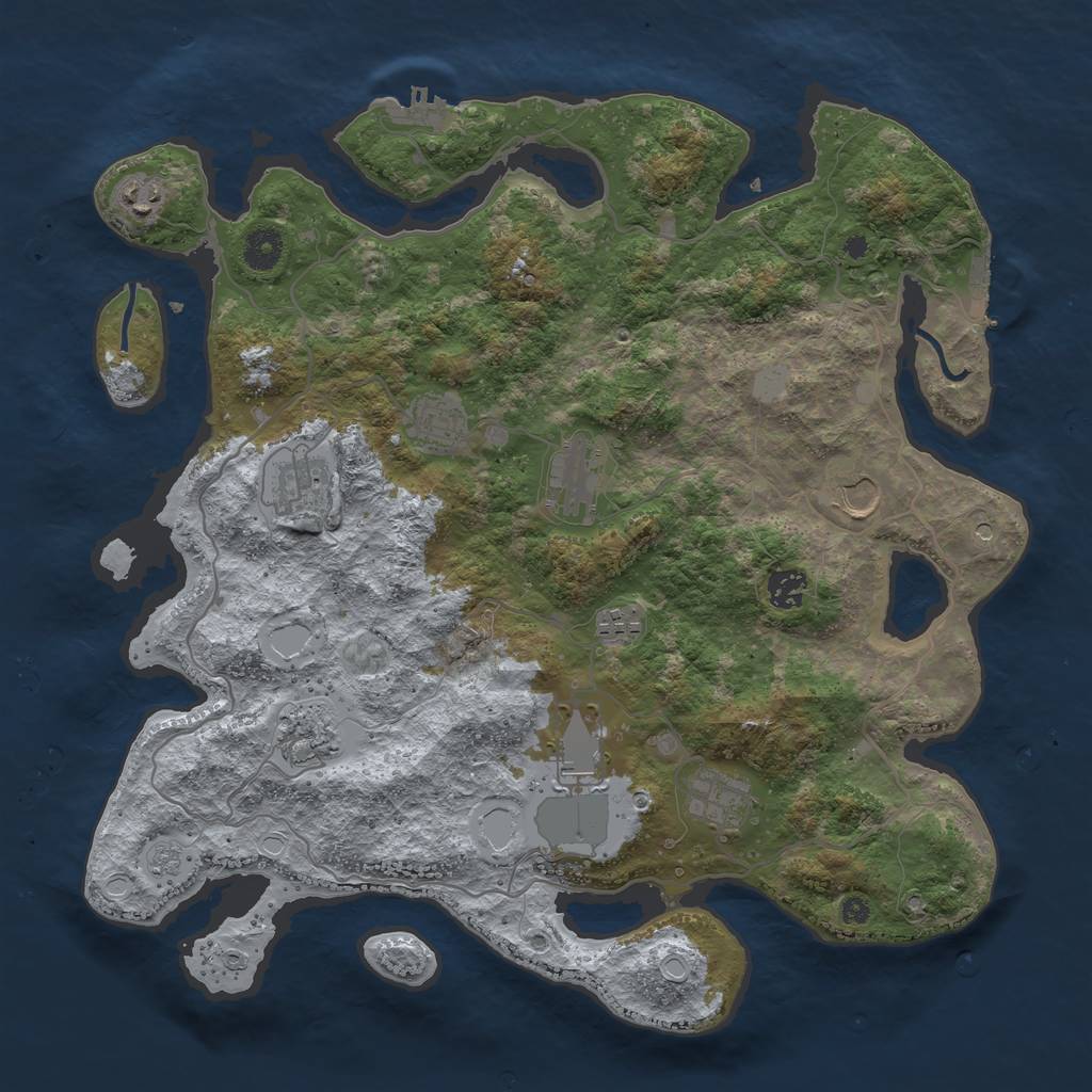 Rust Map: Procedural Map, Size: 4000, Seed: 555070442, 19 Monuments