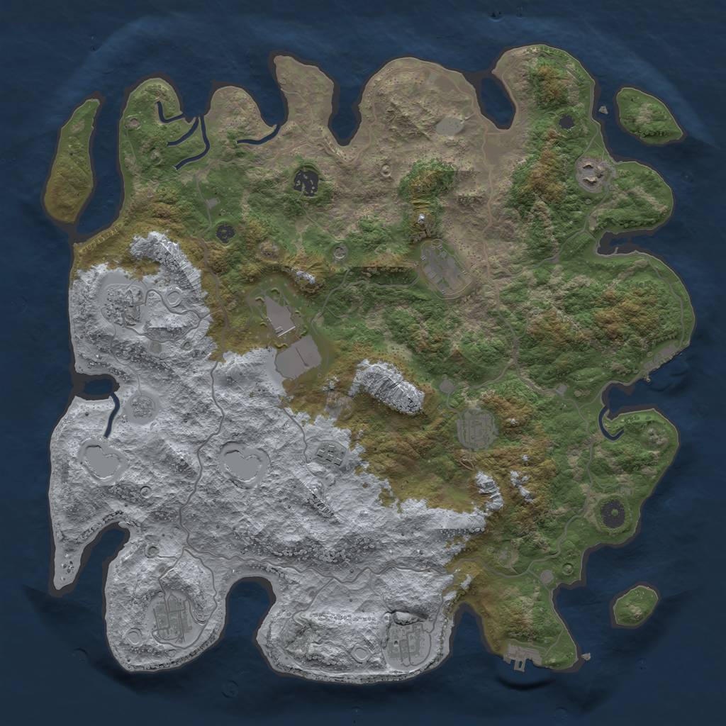 Rust Map: Procedural Map, Size: 4176, Seed: 6000, 18 Monuments