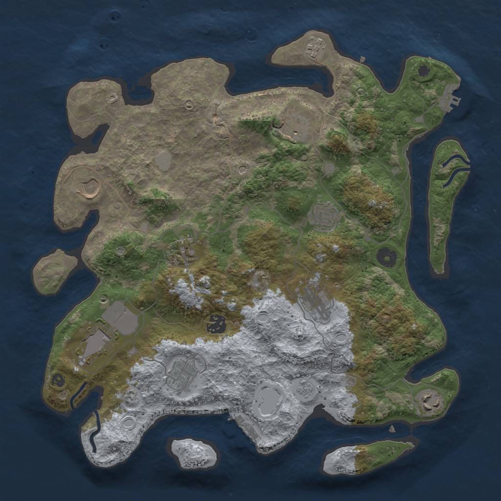 Rust Map: Procedural Map, Size: 3750, Seed: 72000241, 19 Monuments