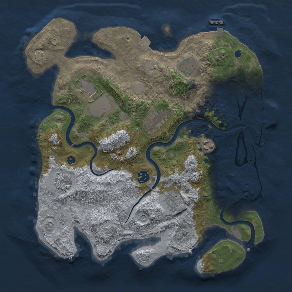 Rust Map: Procedural Map, Size: 3500, Seed: 1437981276, 14 Monuments