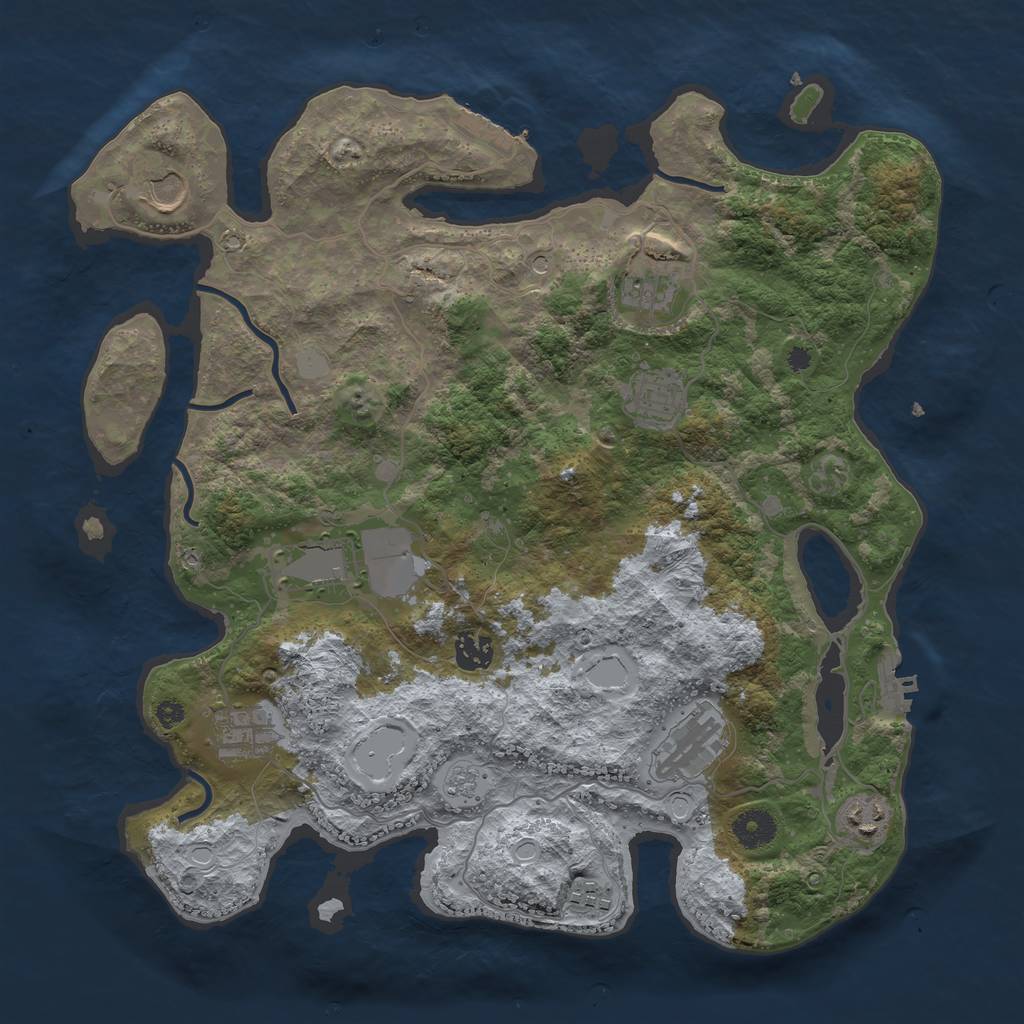 Rust Map: Procedural Map, Size: 3800, Seed: 104370556, 18 Monuments